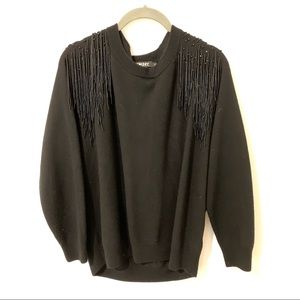 100% Merino Wool DKNY Beaded Black Sweater Small